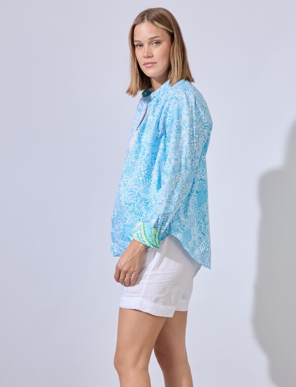 Camisa Algodon Print CELESTE/MULTI