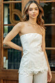 STRAPLESS C678/26 CINTURA CON VISTA INTERNA CIERRE AL COSTDO CON APLIQUE Y RUEDO Natural