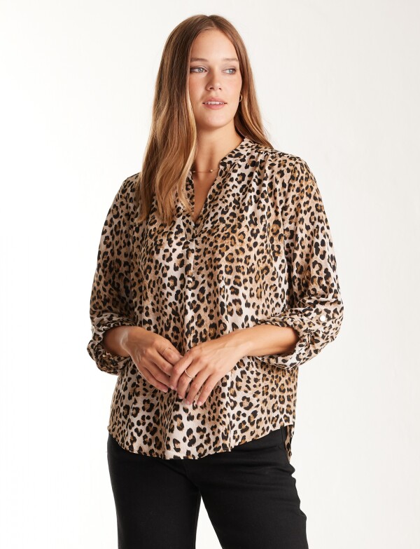 Blusa Animal Print MULTI/BEIGE