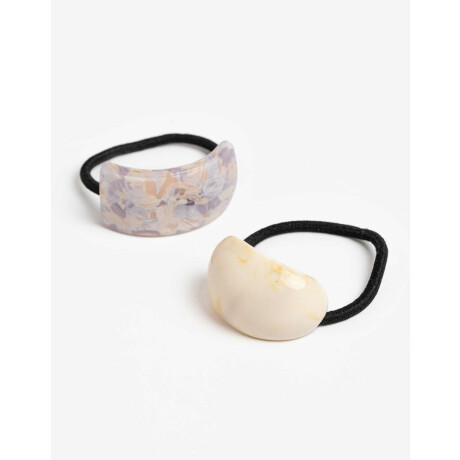 Set De 2 Pony Cuff De Acrlico Glossy. Combinacion Bicolor