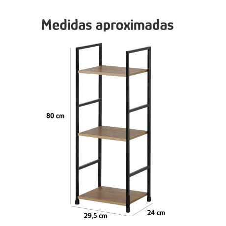 Estantería Vertical 3 Niveles Madera y Metal 29,5x24x80 cm Madera/negro