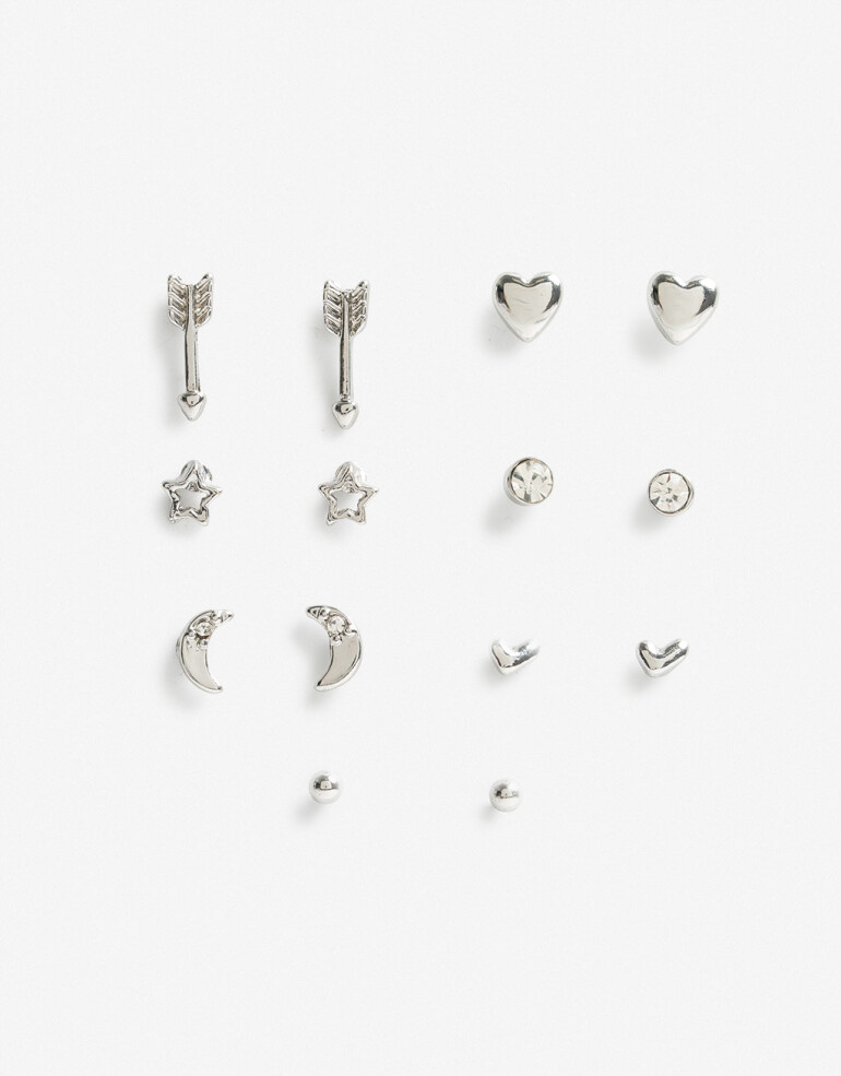 Aros Sets Metal Set De Aros Pasantes - Plateado Rodio