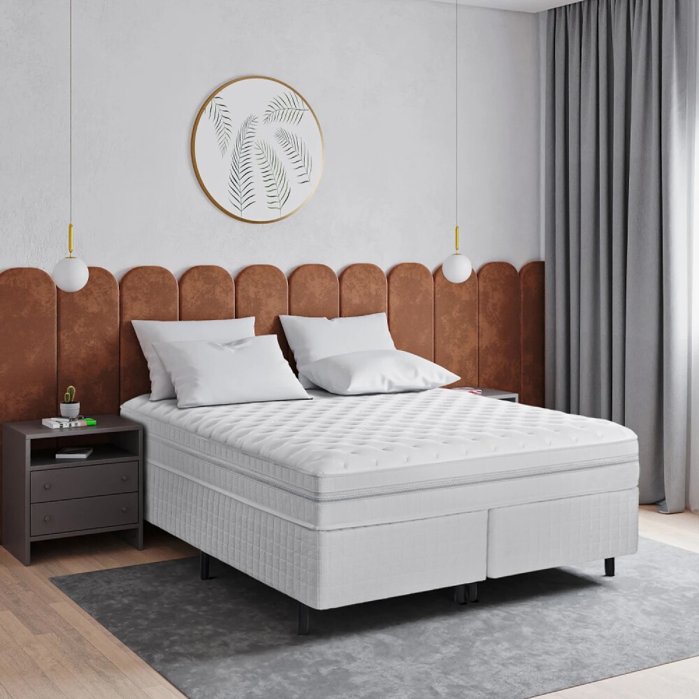 SOMMIER BASE CAMA COLCHÓN DE ESPUMA Y RESORTE POCKET KING SIZE
