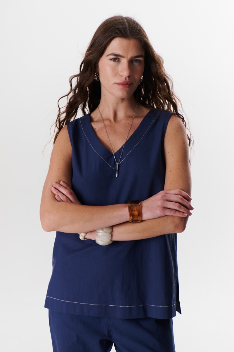 TOP LINO STRECH - AZUL 