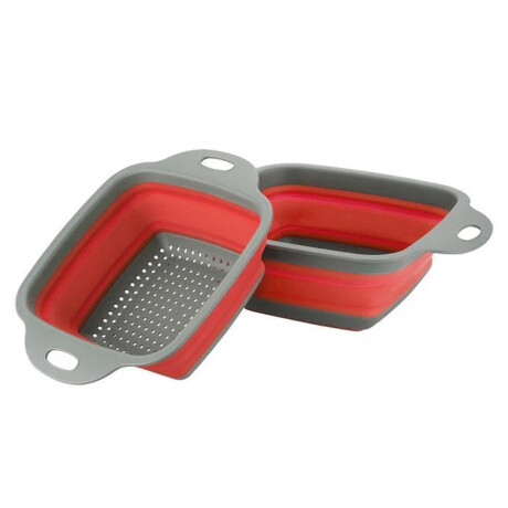 Colador Escurridor Plegable Silicona Cuadrado Chico p/Cocina Rojo