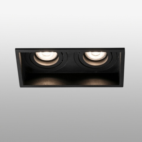 Downlight rectang. negro 2 luces orientables s/zoc FA2044