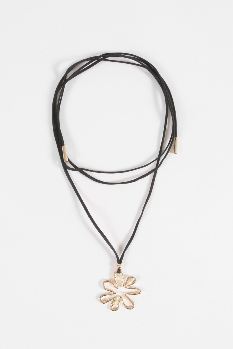 Collar cordón dije flor contorno dorado