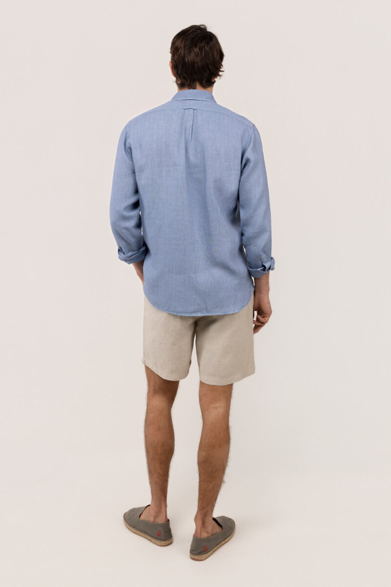 Camisa Lino Azul Medio