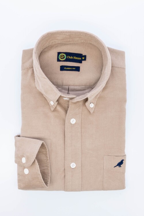 Camisa corduroy clasica Beige