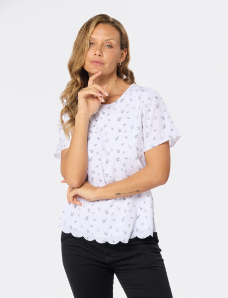 BLUSA CLÁSICA Hojas Negra