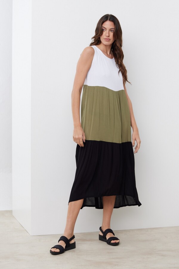 Vestido Colorblock OLIVA/MULTI