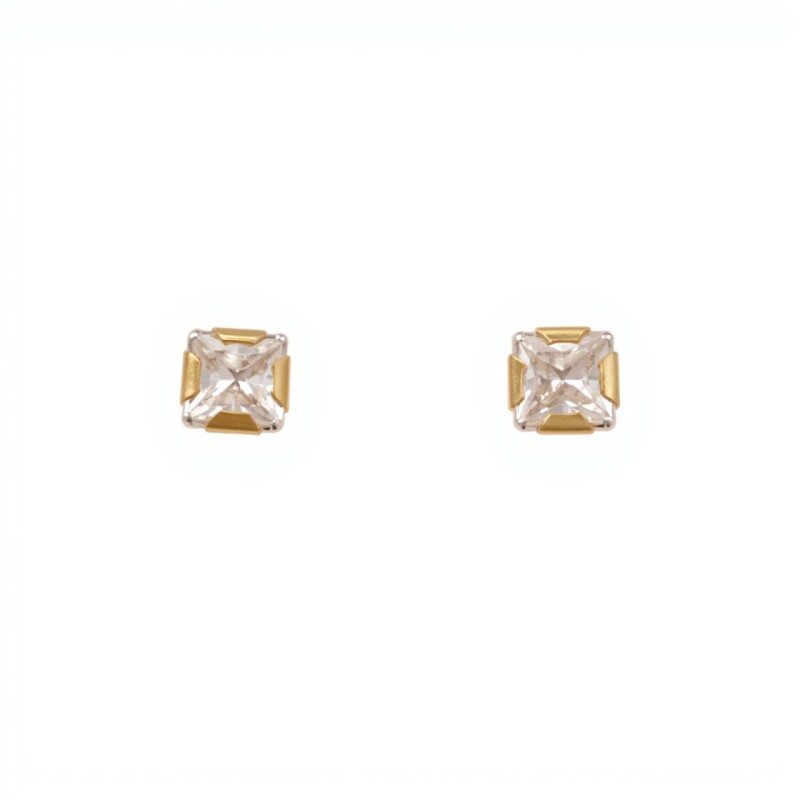 Caravanas Cuadrados de oro - Oro bajo - Zirconia - CA8108 conpiedra