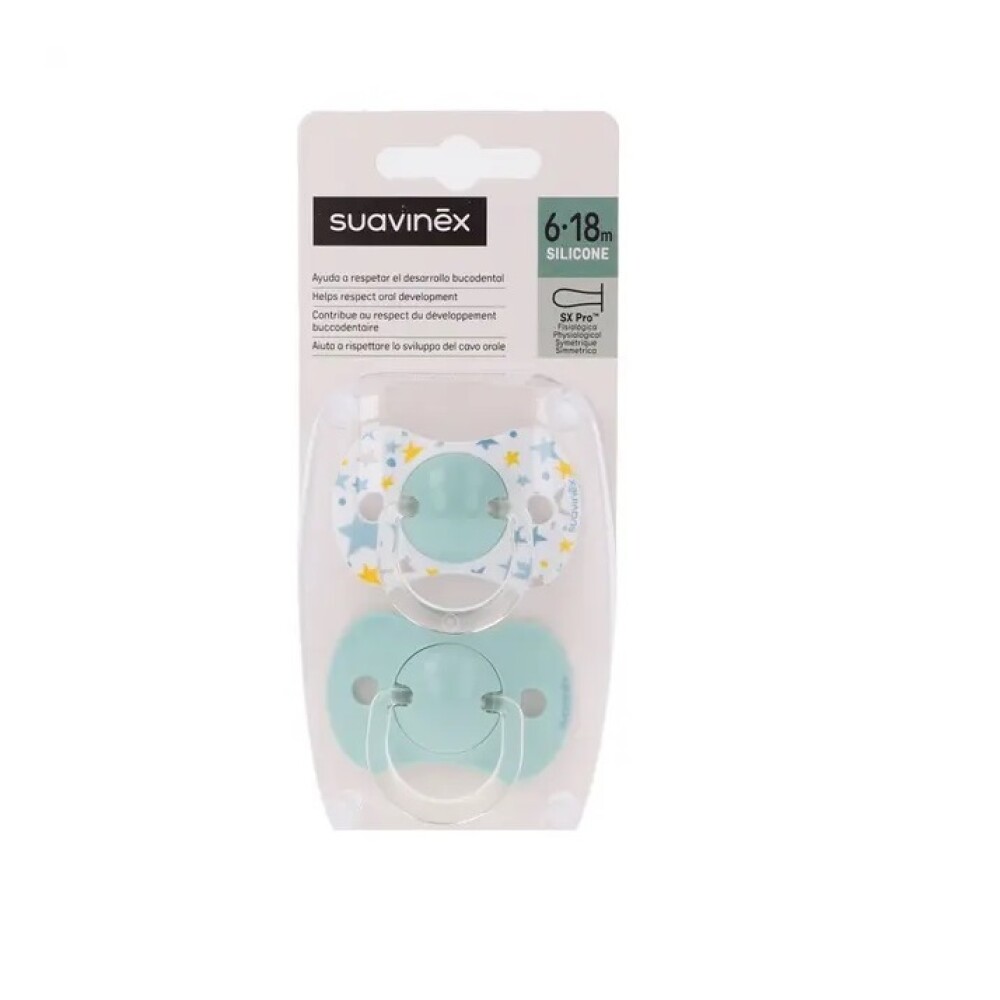 Set x2 chupete fisiologico Suavinex 6 a 18M Estrellas