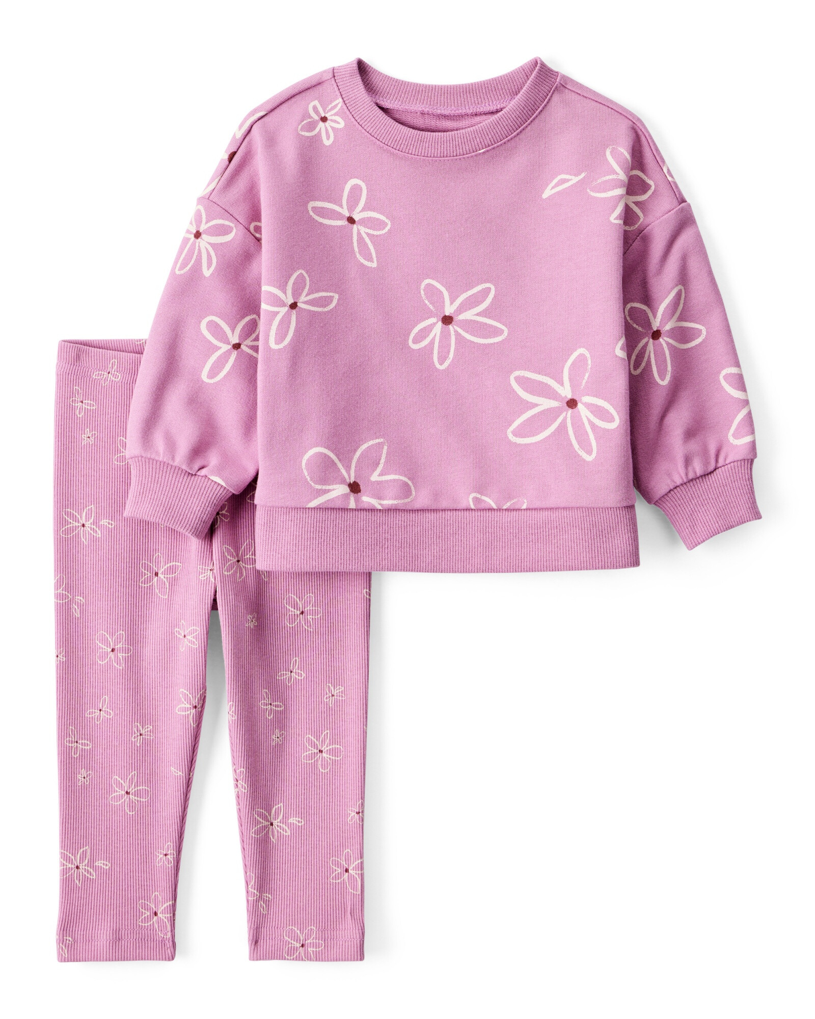 Set dos piezas de algodón, pantalón y buzo, diseño floral Sin color