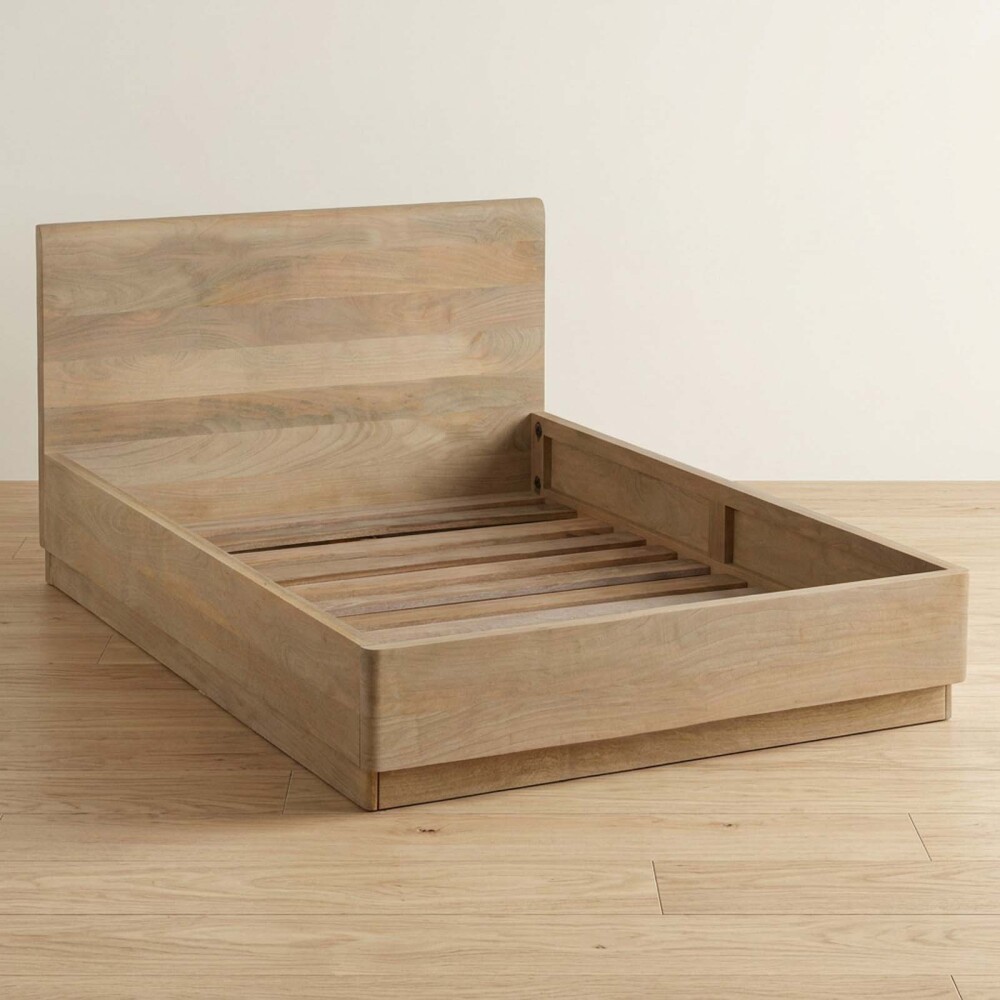 CAMA 2 PLAZAS MADERA NATURAL-BEIGE CUARZO