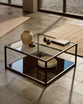 Mesa de centro Blackhill 80 x 80 cm cristal y acero acabado negro
