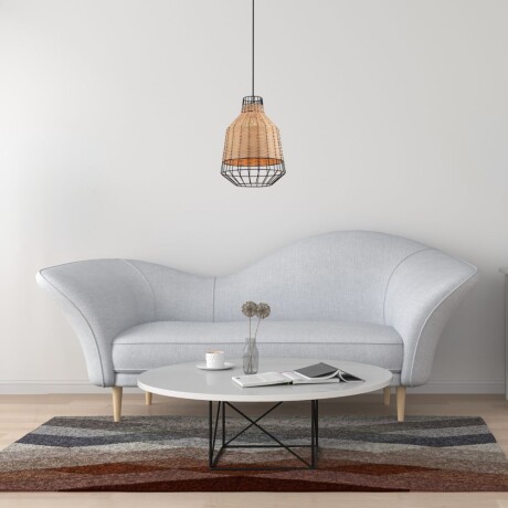 Colgante rattan color natural y reja negra 40cm Colgante rattan color natural y reja negra 40cm