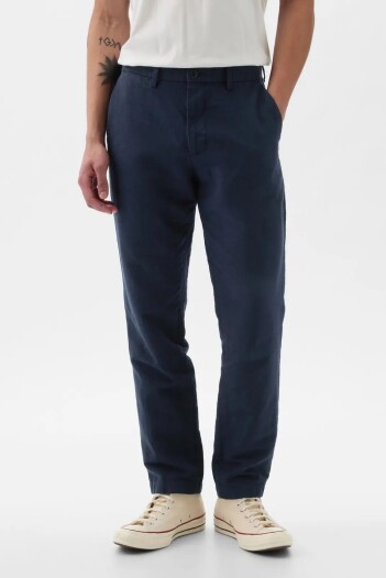 Pantalòn De Lino Hombre New Classic Navy