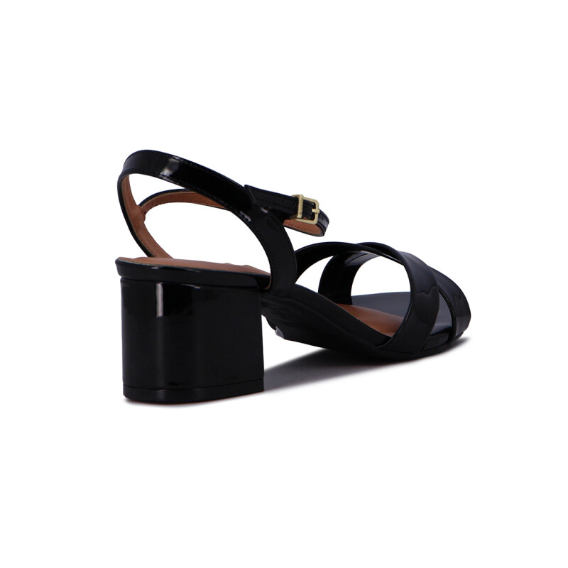 Sandalia Mujer Vizzano Taco Bajo Charol Negro