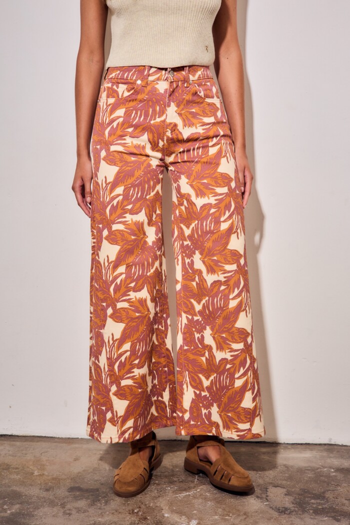 Jean Wide Leg Estampado Multi