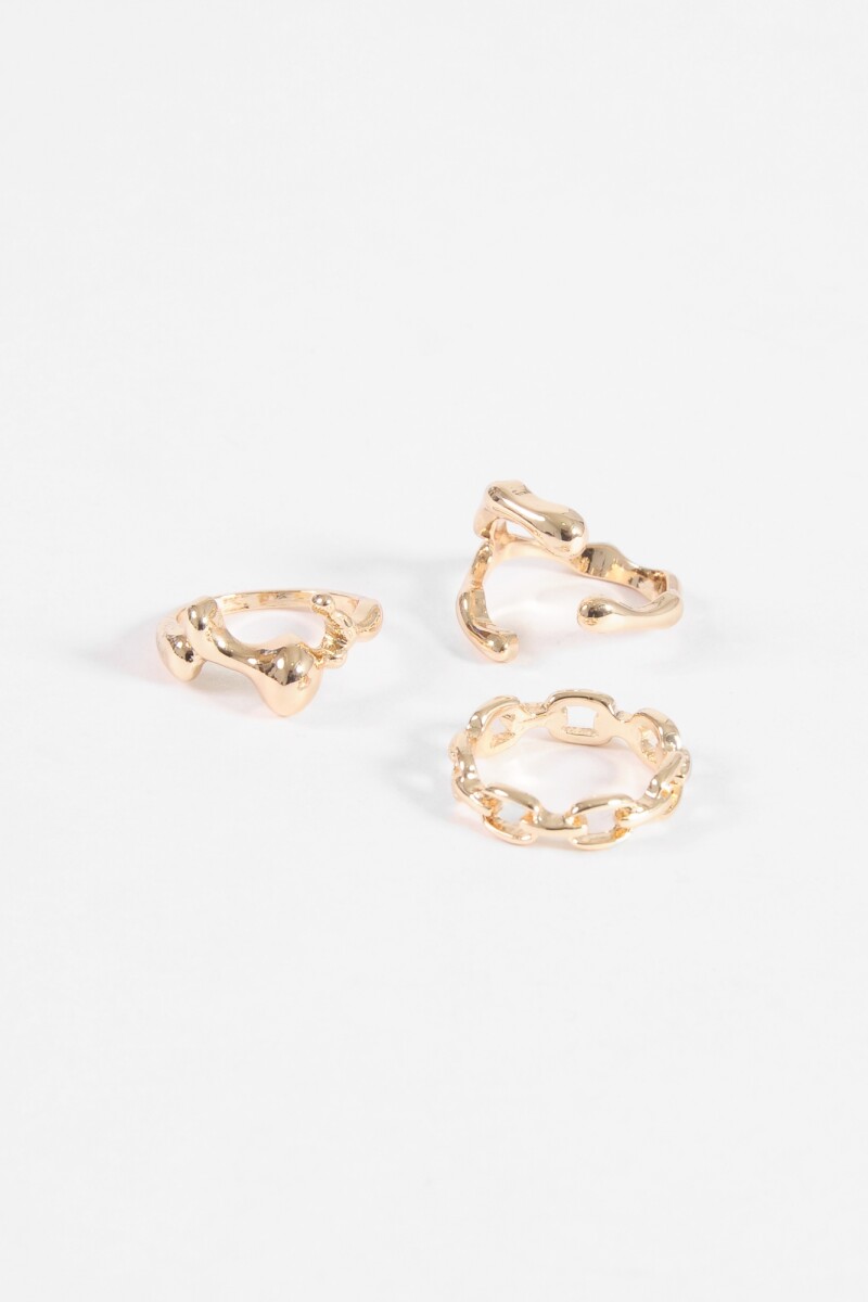 Set de anillos wavy dorado