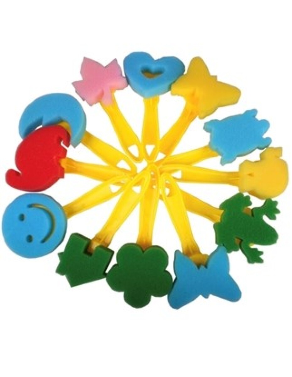 Set Sellos Esponja Con Mango Varios Diseños 