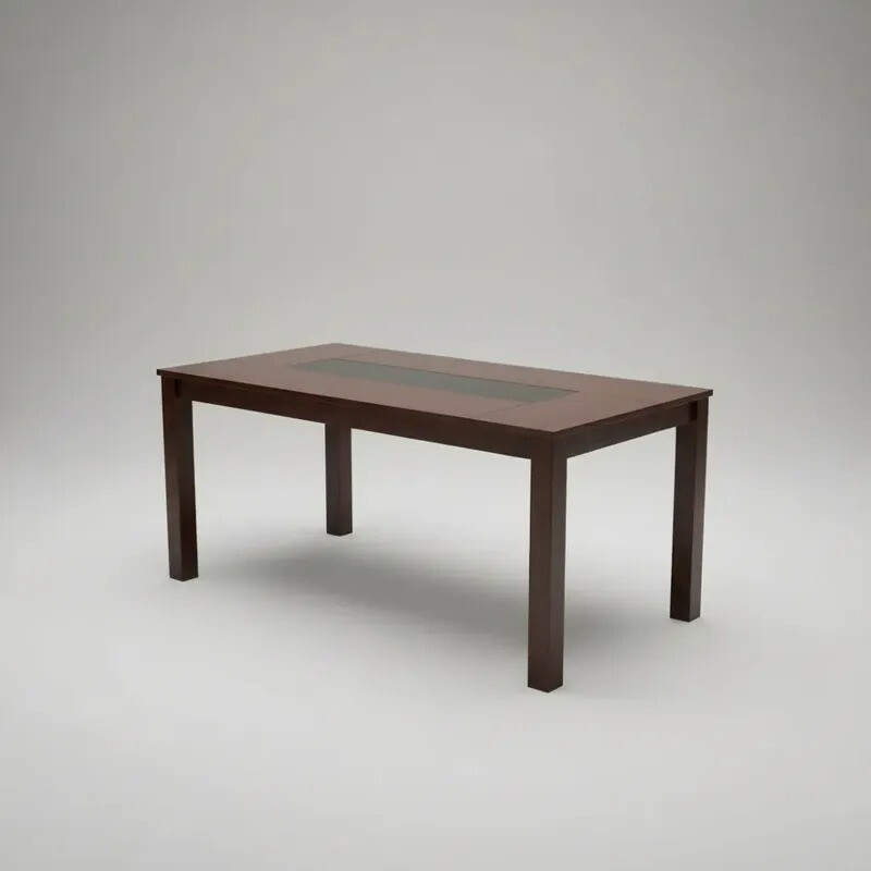 Mesa de comedor con vidrio negro - PRODUCTO CON DETALLES EN LA MADERA. Mesa de comedor con vidrio negro - PRODUCTO CON DETALLES EN LA MADERA.