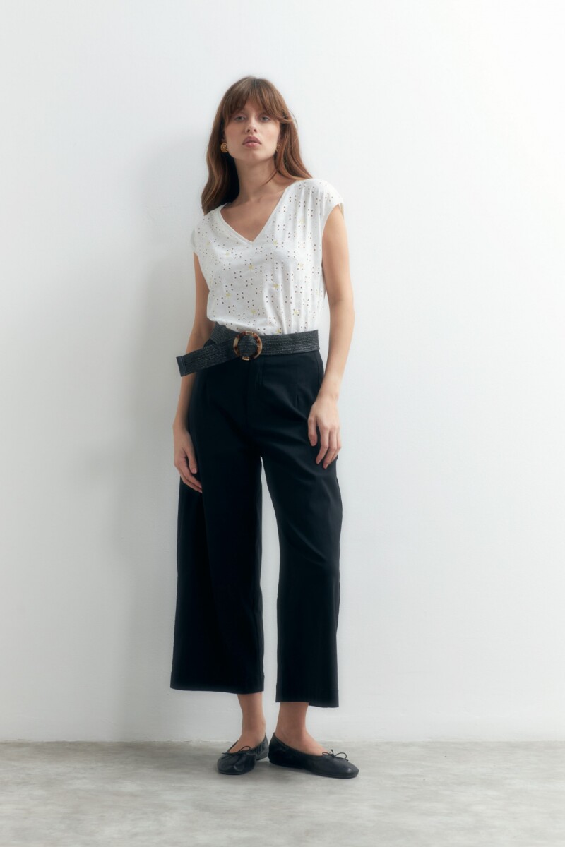 Pantalón culotte pierna ancha negro