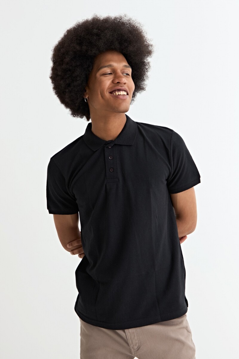 Remera polo manga corta - Negro 