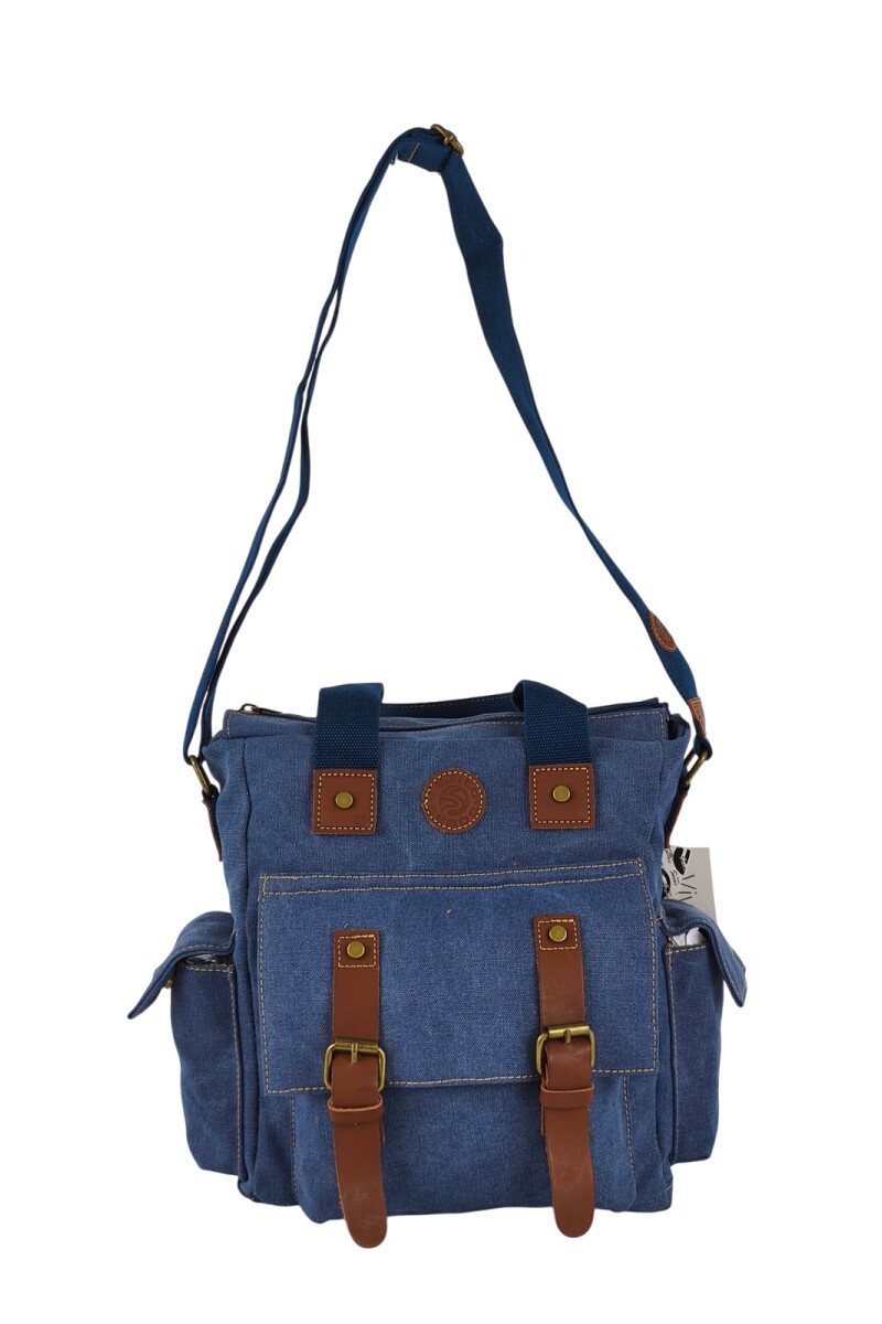 Bolso con múltiples bolsillos interiores azul