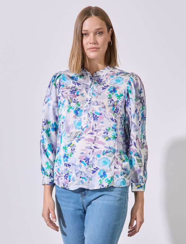 Blusa Saten Flores MULTI/LAVANDA