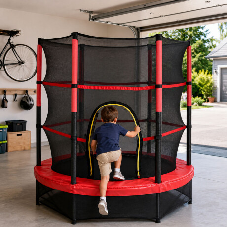 Trampolin Cama Elastica 1.40 Mts Con Red Proteccion Rojo