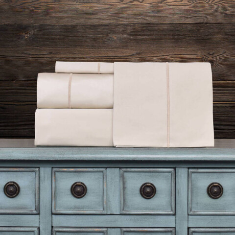 Juego de Sábanas 2 Plazas Full Lisa 400 Hilos Beige