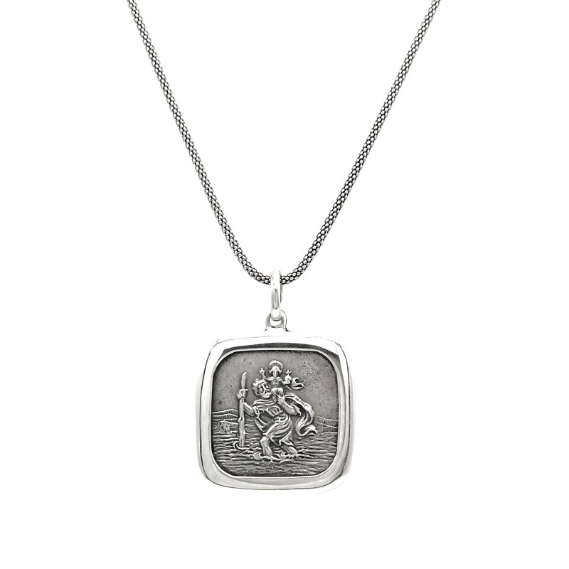 Dije San Cristóbal-Plata 925 quemada-Sin Piedra-CP3050 sinpiedra