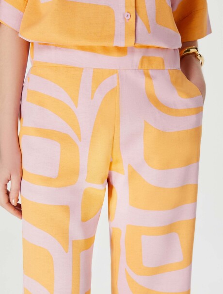 PANTALÓN ESTAMPADO CON CINTURA ELASTIZADA NARANJA