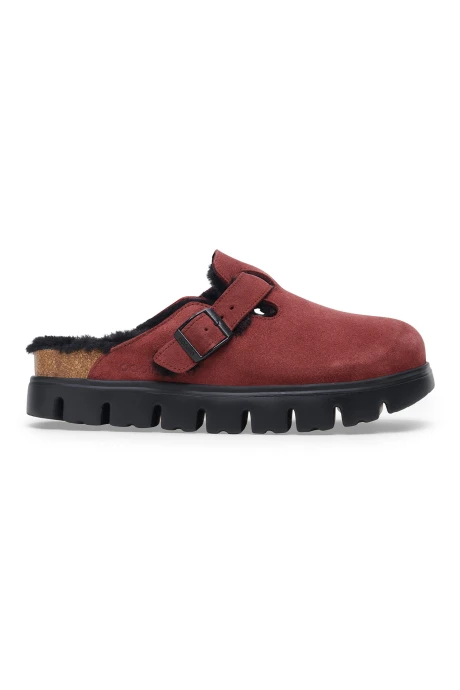 Zueco Boston Chunky Shearling Leve - Estrecho Berry Crush