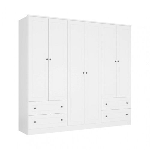 Ropero Americana PLUS 6 puertas 4 cajones - 100% MDF Blanco