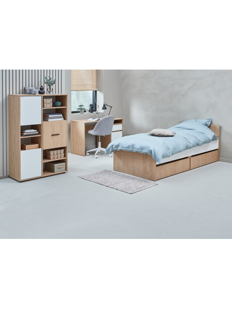Cama c/almacenaje 90x200 BILLUND bl/roble Cama c/almacenaje 90x200 BILLUND bl/roble