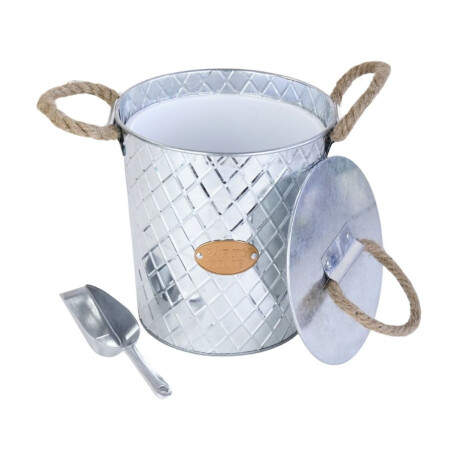 Hielera de galvanizado con cuchara y asas Rombo Party Time Hielera de galvanizado con cuchara y asas Rombo Party Time