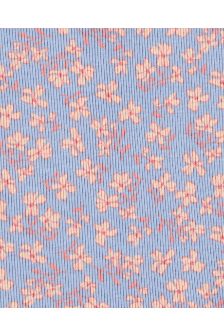 Remera de algodón manga corta con botones diseño floral Sin color