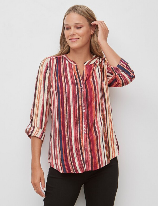 Blusa Gasa Print MULTI/ROJO