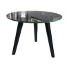 Mesa lateral baja negra. Tapa de vidrio - Producto con detalles. Mesa lateral baja negra. Tapa de vidrio - Producto con detalles.