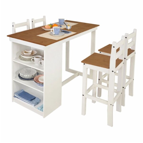 DESAYUNADOR LONDRES CON 4 BANQUETAS - BLANCO/CERA DESAYUNADOR LONDRES CON 4 BANQUETAS - BLANCO/CERA