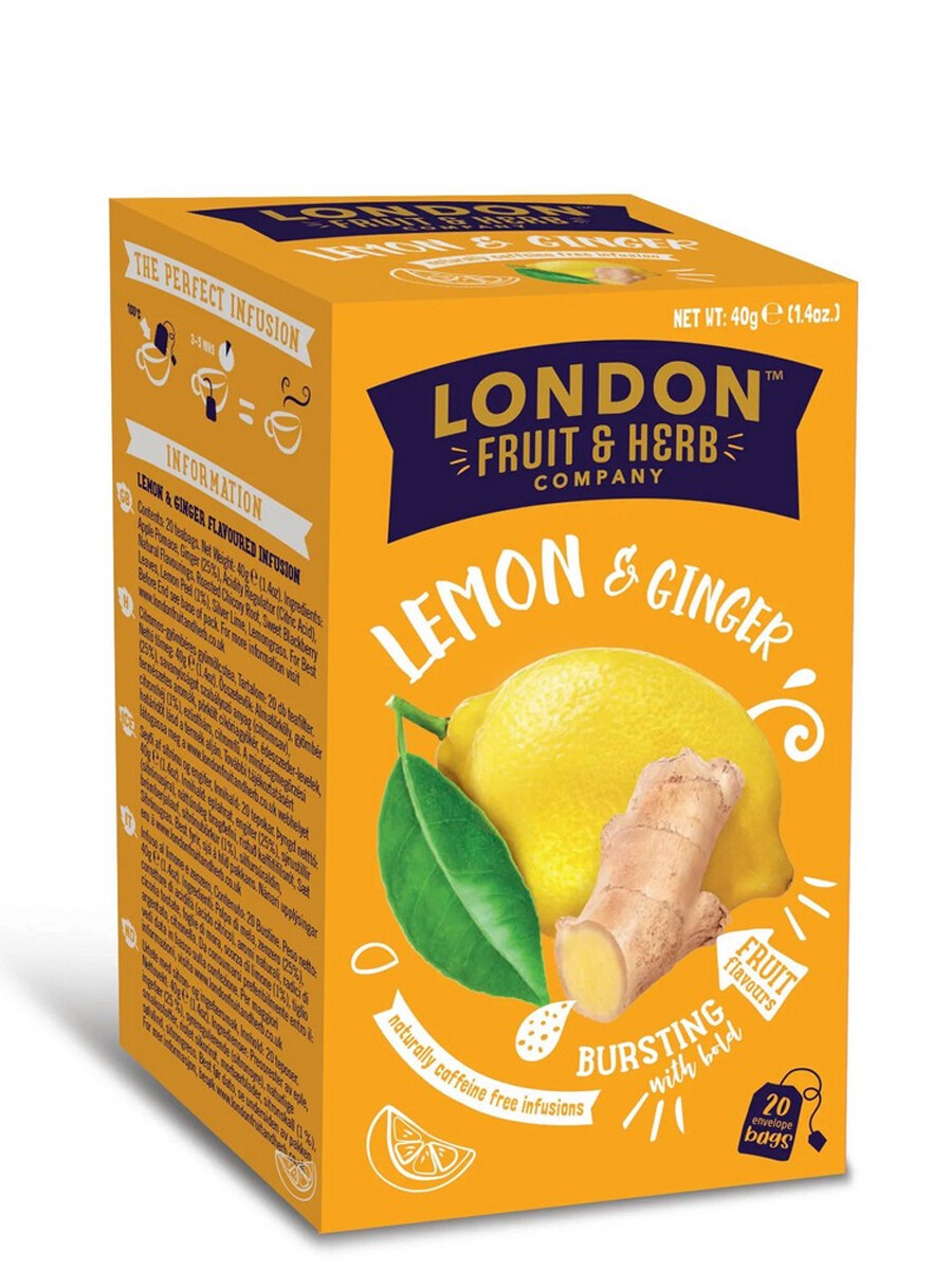 Té London Fruit & Herbal – Limón y Gengibre, 20 unids. 