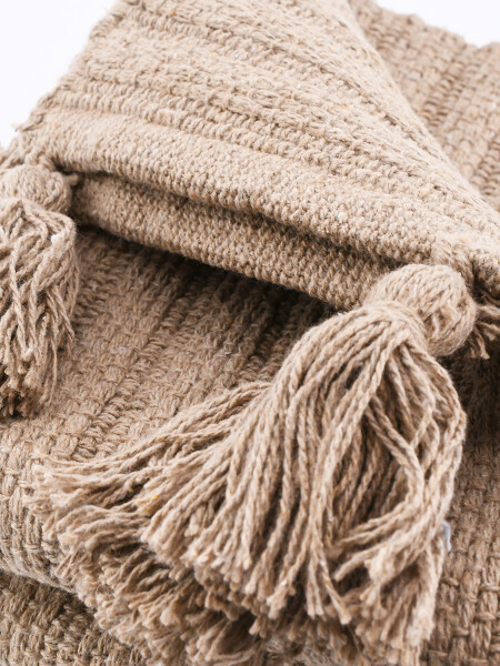 ALFOMBRA ALGODÓN BORLAS BEIGE (V)