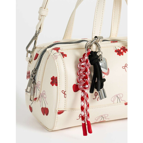 Cartera Bowling Con Charm Estampado Flores