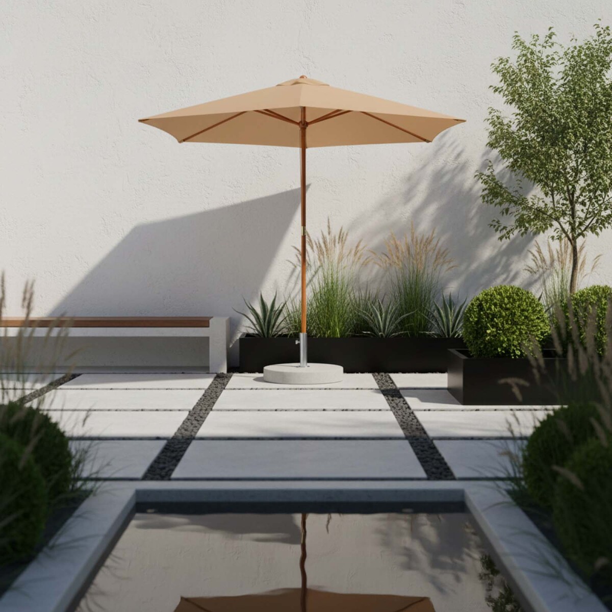 SOMBRILLA - MADERA-Y-TELA VERDE NFWP 