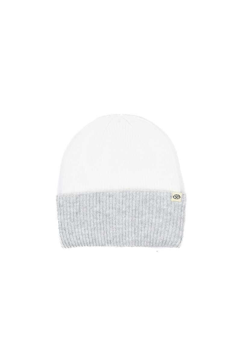 Gorro tejido de invierno combinado - Blanco 