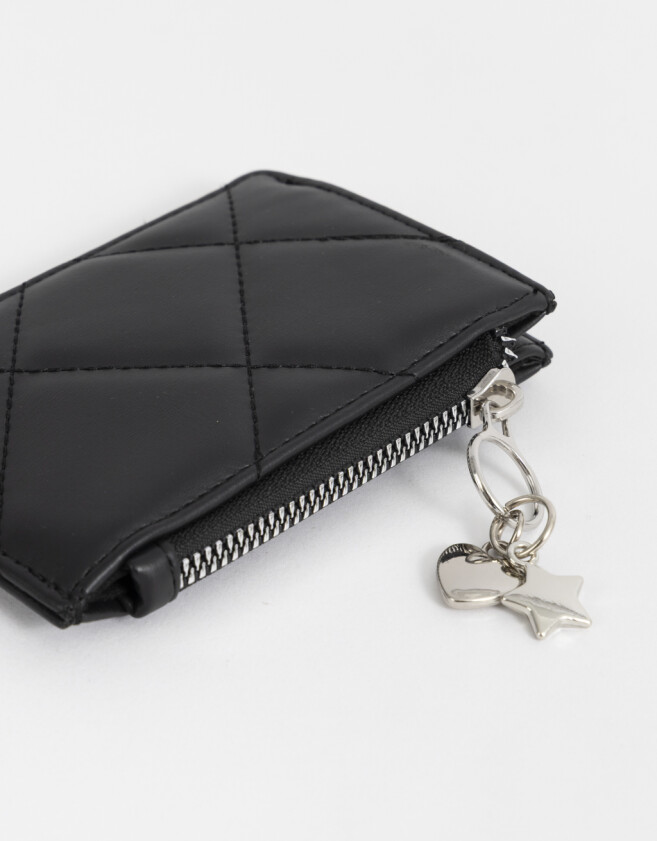 Monederos Monedero Puffy Con Charm - Negro