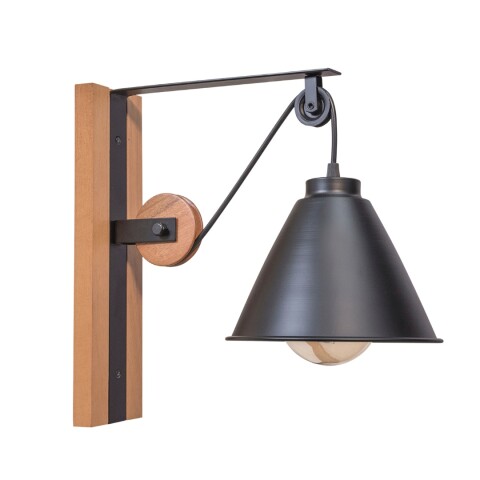APLIQUE CELEIRO 1L E27 NEGRO Y MADERA D20CM APLIQUE CELEIRO 1L E27 NEGRO Y MADERA D20CM